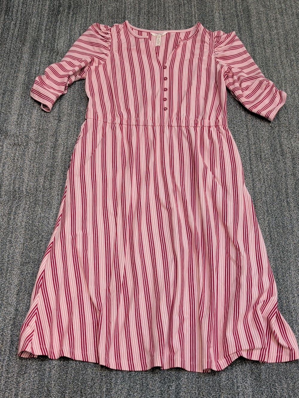 EUC Matilda Jane Women's Sz M Pink and White Vertical-Stripe Midi Bookworm Dress